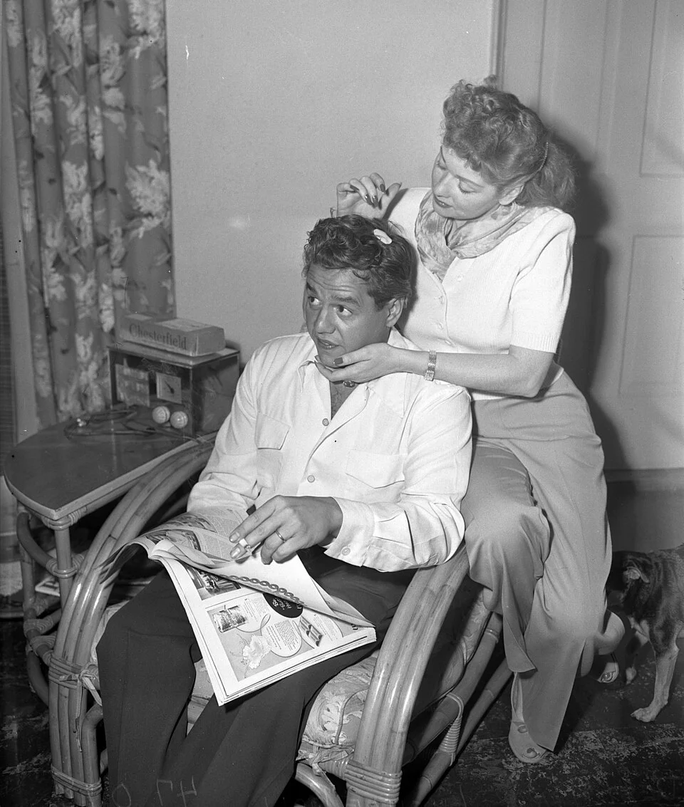 Lucille Ball and Desi Arnaz at home in Los Angeles, 1949
