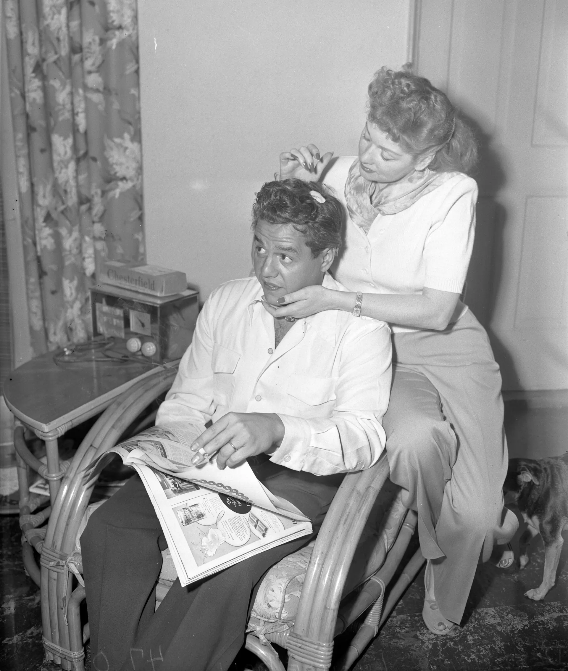 Lucille Ball and Desi Arnaz at home in Los Angeles in 1949