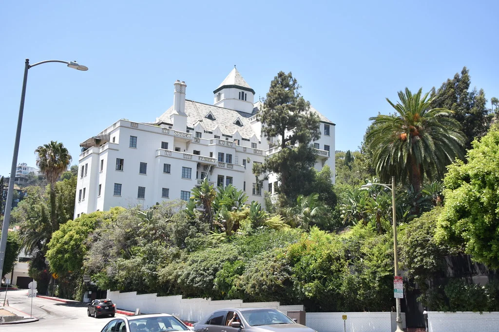 Chateau Marmont rising above Sunset Boulevard.