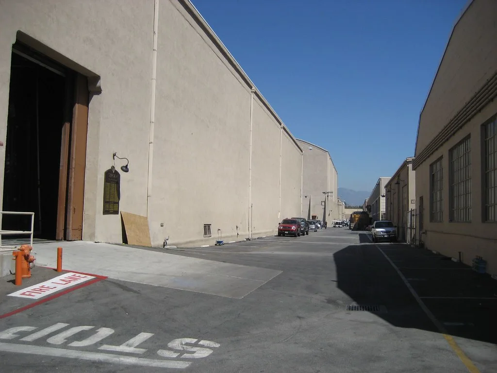 A roadway between soundstages on the Warner Bros. studio lot.