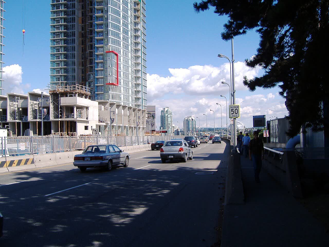Facing eastward, the entry point of the Georgia Street Viaduct