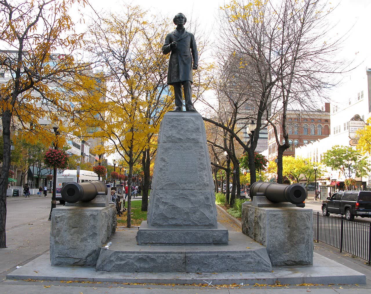 Sir John A Macdonald statue in Gore Park, Hamilton, Ontario