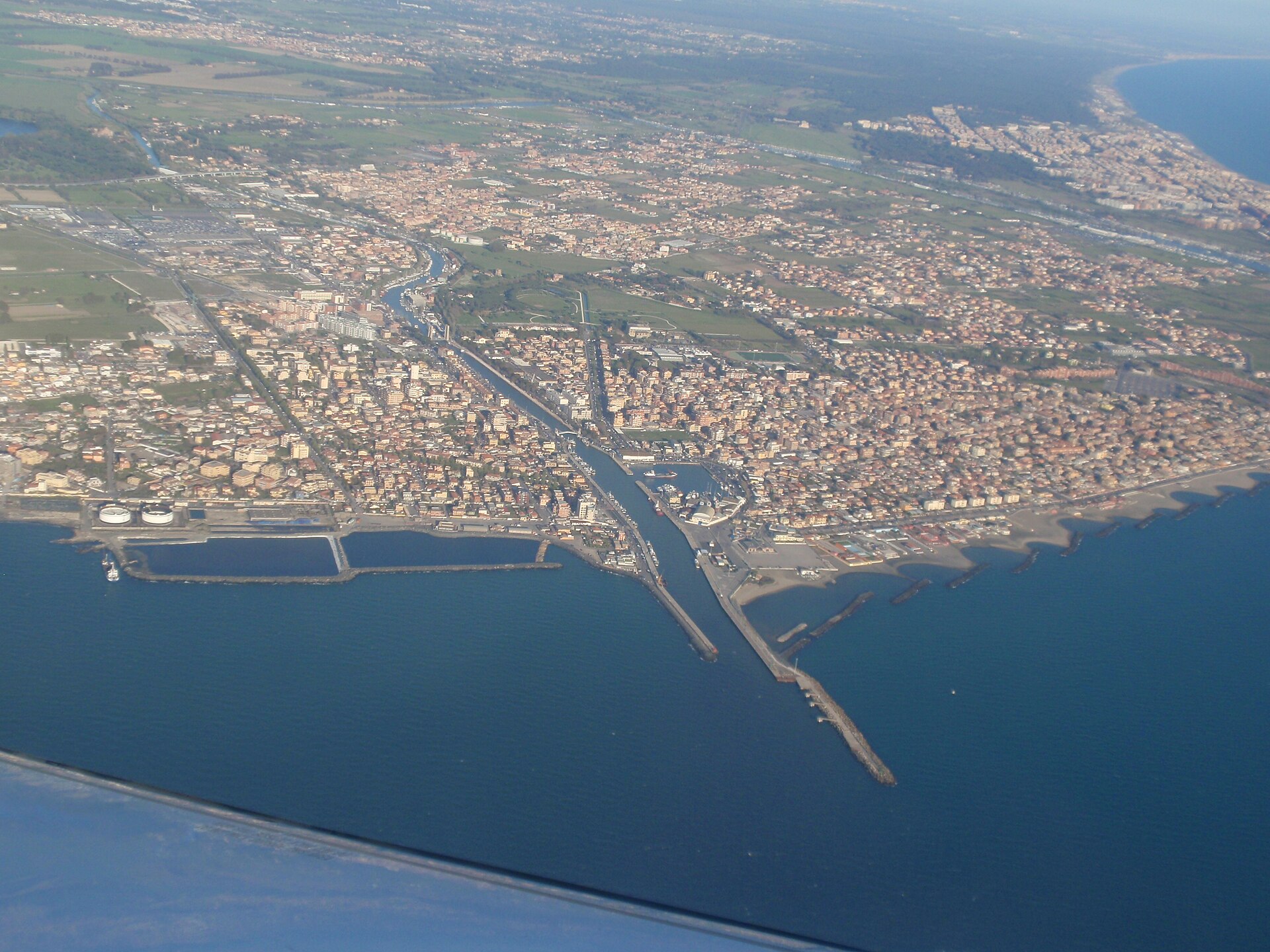 Aerial view of Isola Sacra at Fiumicino